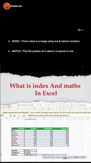 MATCH and INDEX Functions in Excel Explained Easy | Advanced Excel | Python Life