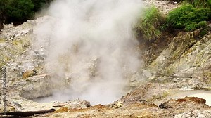 Active geothermal hot spring in natural setting, tomohon, sulawesi, indonesia