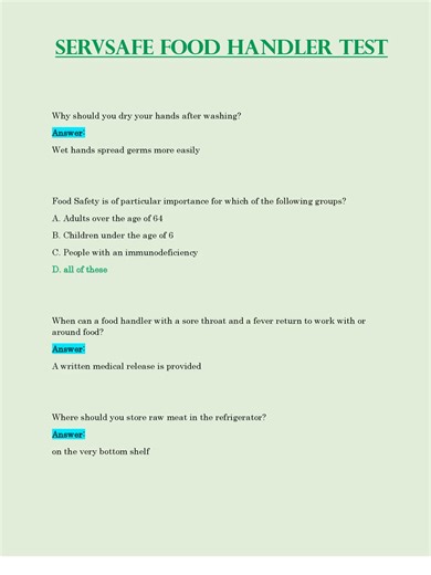 ServSafe Food Handler Test - All Correct ; Graded A (2025)#servsafeexam #foodsafetytips #foodbusinesssuccess #studysmartnursing #entrepreneurjourney #savethisvideo #servsafetesting #examprep #viralvideo #Elitefoodtraining #elitefoodtrainingdotcom #FoodHandlersCard #FoodHandler #FoodSafety #FoodSafetyTraining #FoodSafetyTips #FoodHandlersTest #HowToPassAFoodHandlersTest #fyp