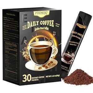 Instant Coffee Packets, Organic Medium Roast Arabica Coffee Beans, Sugar Free Hot or Iced Black Coffee Bulk 30 Count Single Serve (2oz / 60g) (2g/packet)