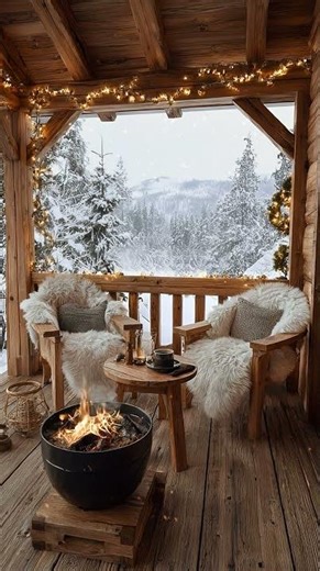 Cozy Fireplace Ambience with First December Snowfall ❄️🔥 | Winter Cabin Aesthetic