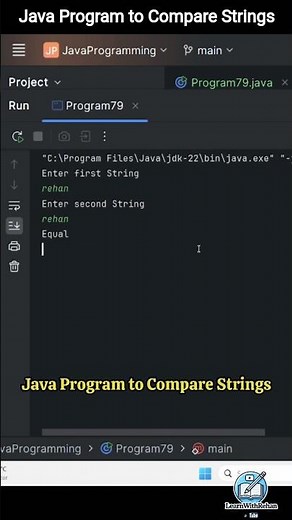 Java Program to Compare Strings #coding #learnwithrehan #programming #strings #java #javatutorial