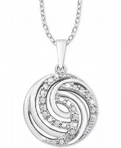 Diamond Swirl 18" Pendant Necklace (1/10 ct. t.w.) in Sterling Silver - Macy's