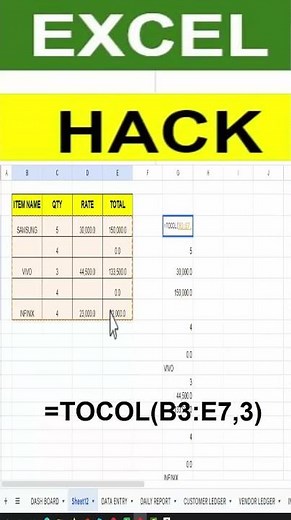 EXCEL HACK EXCEL TIPS AND TRICKS EXCEL FORMULA EXCEL ONLINE #excel #excelformula