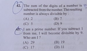 The sum of the digits of a number is subtracted from the number... | Filo