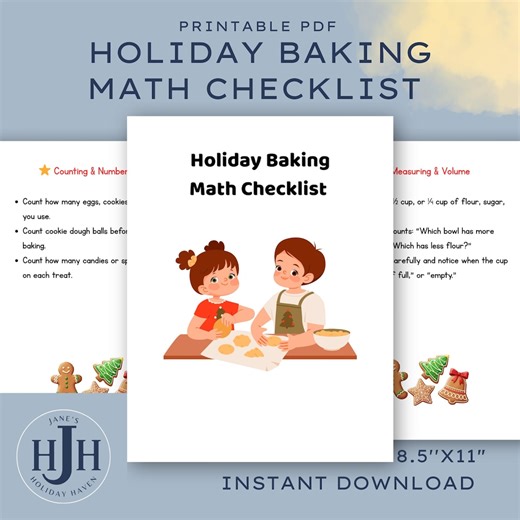Holiday Baking Math Checklist for Preschoolers | Kindergarten Readiness Printable | Kids' Christmas Early Math Skills - Etsy Canada