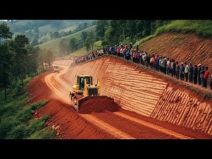 Heavy Machinery Dominating Challenging Mountain Terrain Clearing