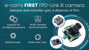 Eight synchronized global shutter FPD-Link III camera with 15m cable support