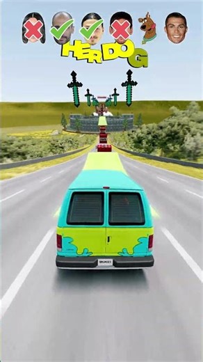 😍 Help Ronaldo Get My Crush Attention 👀 Car Jump Challenge 🚗#beamngdrive #ronaldo #messi #lm10 #cr7