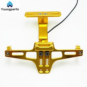 [Hot Item] Universal Motorcycle License Number Plate Holder Frame with LED Light CNC Adjustable Moto Accessories Turn Signal Light Bracket