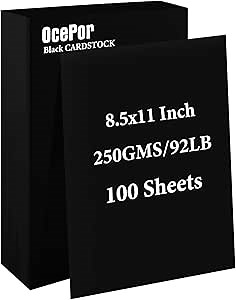 100 Sheets Black Shimmer Cardstock 8.5 x 11 Metallic Paper, Goefun 80lb Halloween Card Stock Letter Size Sheets for Invitations, Scrapbooking, Crafts, Graduations