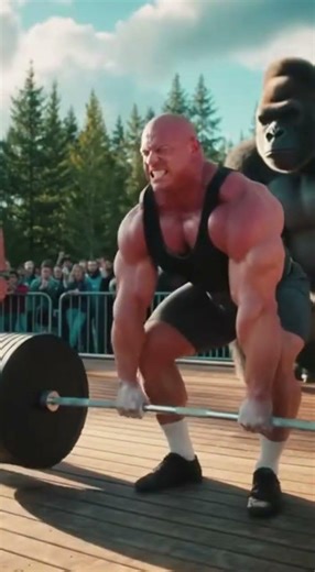 "Gorilla vs Bodybuilder Deadlift Challenge — He Couldn't Lift It But Gorilla Did It Easily! 🦍🏋️😱"