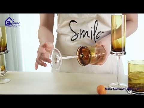 New trend amber solid color glass cup with double wall bottom
