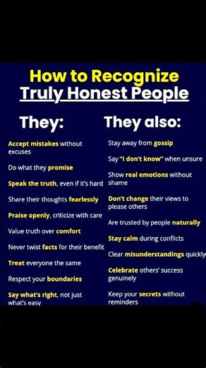 ⭐ 10 Signs Someone Is Truly Honest 😳🔥 #Honesty #LifeTips #Truth #Psychology