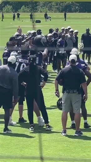 Who bested the medicine ball toss at OTAs?