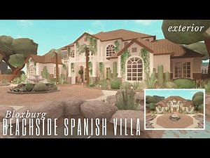 Beachside Spanish Villa 218k exterior - Bloxburg Speed Build