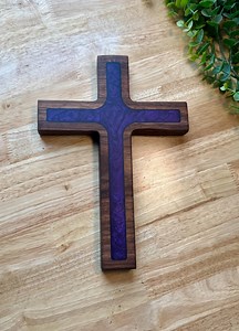 Handmade Walnut Cross, Purple Epoxy Inlay, Religious Wall Decor, Pastor & Church Gift. Wall Decor - Etsy