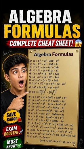 99% Students Forget These Algebra Formulas 🚀 #studyhacks #mathtricks #shorts