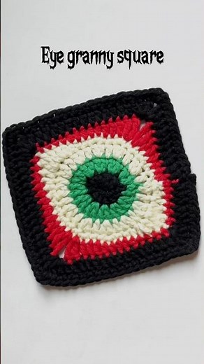 Eye crochet Granny Square tutorial is out now on my channel 👁️ #crochethalloween #grannysquare