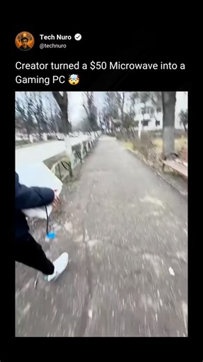 Tech Nuro on Instagram: "What looks like an ordinary kitchen microwave is actually a hidden gaming PC. 🤯⚡ This ORION microwave was completely gutted and rebuilt into a fully functional computer. The magnetron was removed, and the interior now houses a custom motherboard, cooling system, storage, and a display seamlessly integrated into the front glass. From the outside, it still looks like a standard appliance. But power it on, and you’re greeted with an ASUS boot screen followed by real PC gam