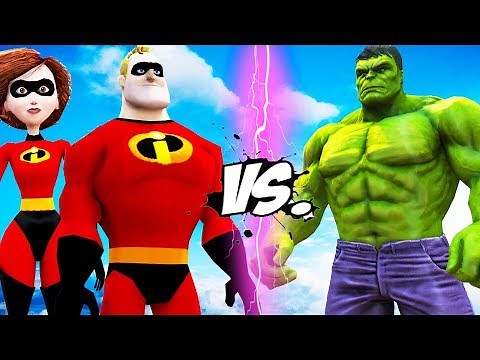 The Hulk vs Mr. Incredible & Elastigirl - Epic Battle