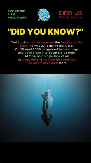 CASE 2185 - Blue Hole (2000) 115m on a single tank of air #shorts #diving #bluehole #egypt