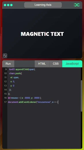 Magnetic Text | HTML CSS JavaScript