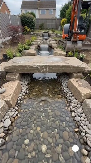 They Built a Stone Bridge Over This Dry Ravine! 😍🌿💧#BackyardTransformation