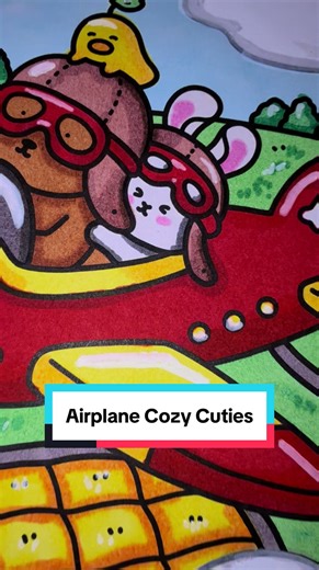 Another finished page in my cozy cuties book 🥰 #cozycuties #airplane #decotime #coloring #fyp