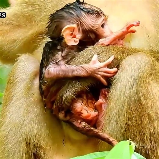 Heartbreaking moment as starving baby monkey cries desperately, finding no milk in mother’s chest. | Monkey Soo