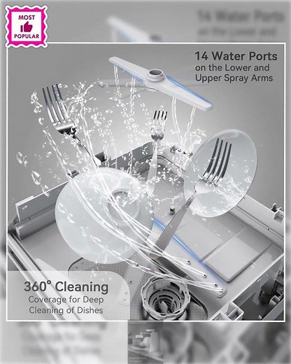 Hermitlux Countertop Dishwasher, 5 Washing Programs Portable Dishwasher With 5-Liter Built-in Wat...