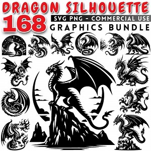 Dragon Silhouette SVG Bundle | Cricut Dragon | Fantasy DXF | Medieval Dragon Clipart | Mythical Beast SVG | Tattoo Dragon Design - Etsy