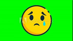 2D emoji anxious face with sweat animated icon. 4K animated icon on green screen background. Loop.