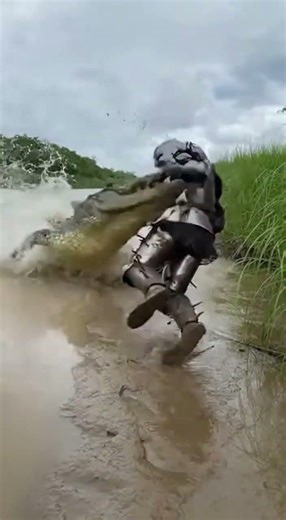 Crocodile vs Steel Armor Man 😱😱| #ViralVideo #Shorts