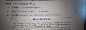 QUESTION 3: BUSINESS ROLES3.1 Name FOUR problem-solving steps... | Filo