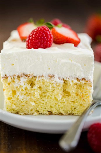 Tres Leches Cake has a soft and ultra-moist crumb. RECIPE: https://natashaskitchen.com/tres-leches-cake/ | NatashasKitchen.com
