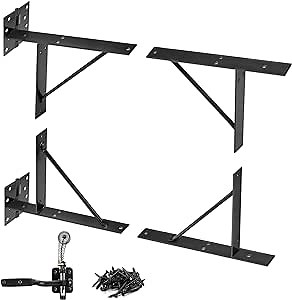 Mofeez Gate Corner Brace Bracket No Sag Kit for Shed Doors Driveway Gates Corral Gates Wood Windows (with Gate Latch)