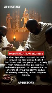 The GRUESOME Ancient Egyptian Mummification Process Revealed! 🏺⚰️👻 Ever wondered how the ancient Egyptians turned their dead into eternal mummies? This wasn't just burial—it was a sacred 70-day ritual to ensure the soul could return to the body in the afterlife! It all started with washing the body in sacred Nile water and palm wine. Then, the real horror: a long hook inserted through the nose to scramble and pull out the brain bit by bit (they believed the heart, not the brain, was the seat o