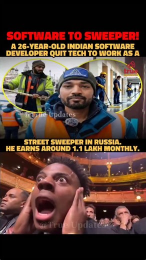 True Updates | Software To Sweeper! Indian Techie Turns Street Sweeper in Russia for ₹1.1L. 26-year-old Mukesh Mandal, ex-software developer (claimed... | Instagram