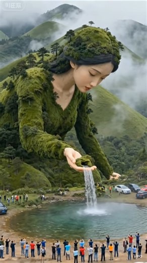 Mountain Girl Waterfall Scene 🌿 | Unreal Nature AI Video