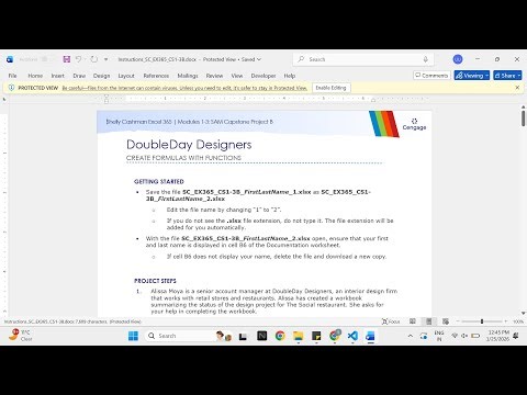 Shelly Cashman Excel 365 | Modules 1-3: SAM Capstone Project B DoubleDay Designers