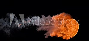 Flames fire jet with smoke reveal wipe, alpha channel for transparency, 4k 24p, three speeds including slow motion
