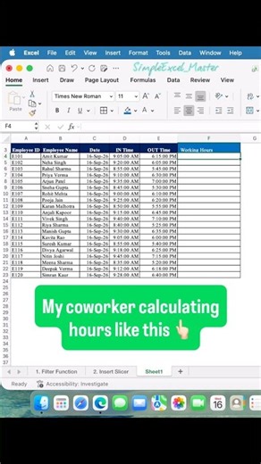 How to Calculate Hours Between Two Times in Excel || #shorts #viral #viralshorts #trending #fyp