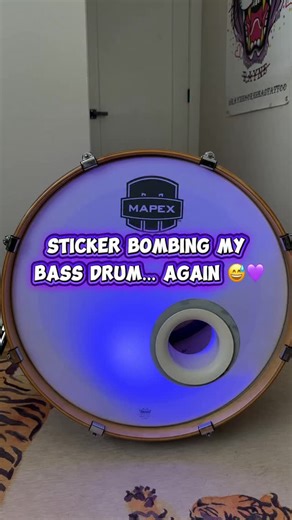 𝗠𝗼𝗹𝗹𝘆 𝗥𝗼𝘀𝗲🌹 on Instagram: "Y’all loved and hated my sticker bomb adventure… so I did ANOTHER one 😂💜 This time we got a sound test: no stickers vs stickers. Hear a difference?? (iPhone audio btw) • • • #drummerlife #drummer #musicianofinstagram #drumset #drumsetup"