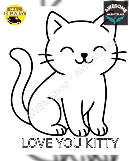 Cat Coloring Page – Easy Printable for Kids