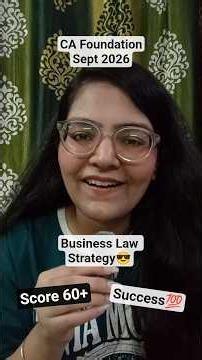 CA Foundation Business Laws Strategy | September 2026 Exam | Complete Study Plan #cafoundation #law
