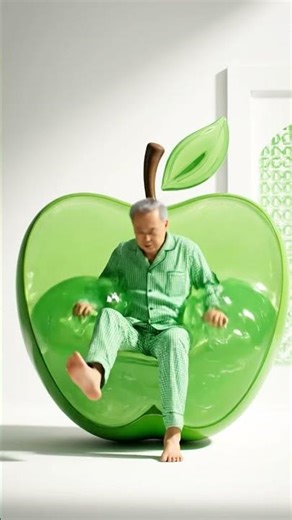 Green Apple Jelly Chair – Photoreal CGI Scene of Syrupy Impact in Minimalist Room