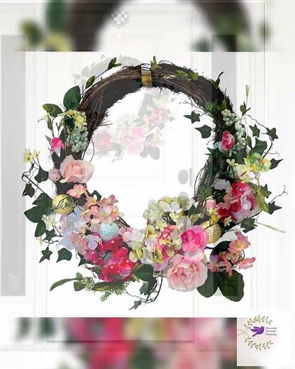 Floral Spring Egg Wreath: Pink Peony Front Door Decor