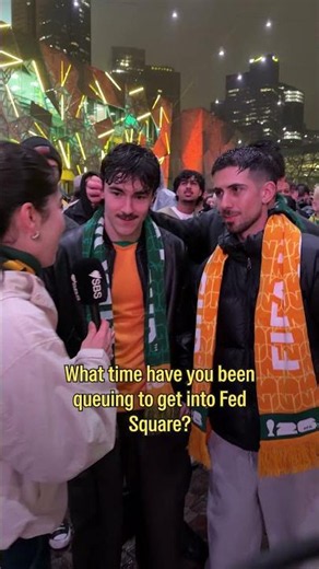 How long did people queue at Fed Square to watch the Socceroos vs USA?