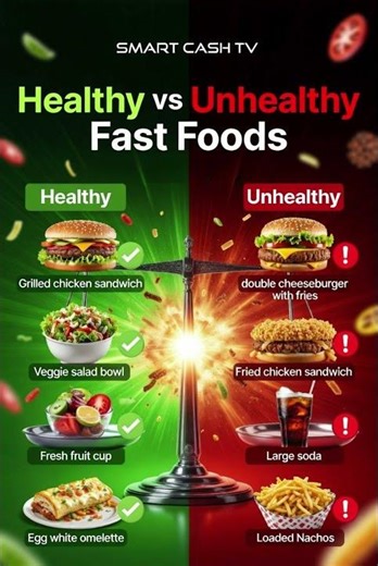 Healthy vs Unhealthy Fast Foods | Best & Worst Fast Food Choices #FastFood #Healthy #viralshor